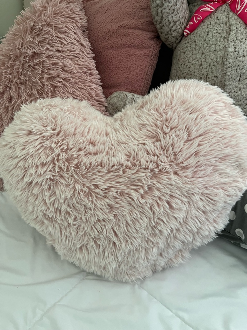 UGG Plush Heart Pillow in Light Pink Faux Fur